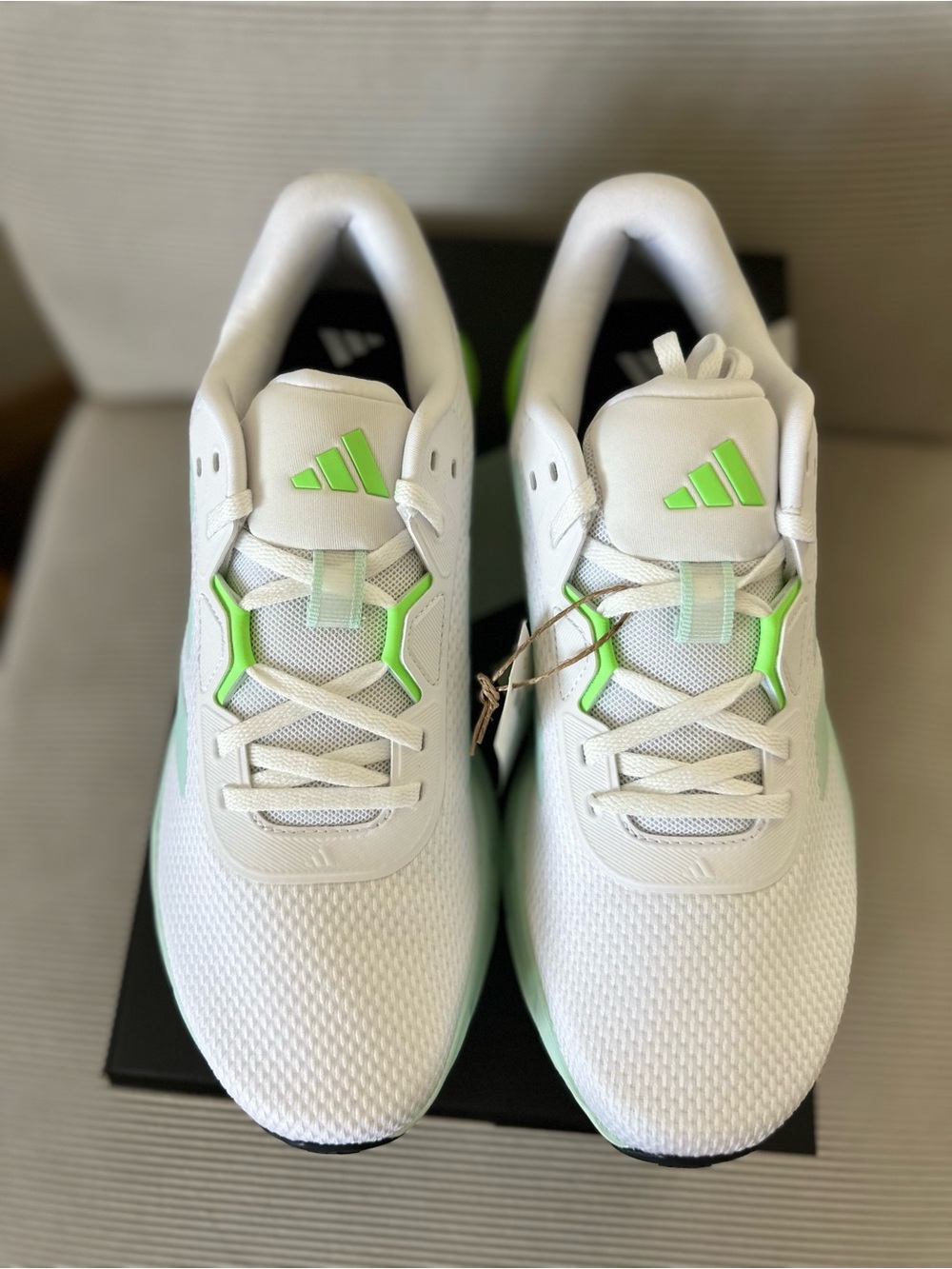 Adidas Women’s Galaxy 7 W - Cloud White / Halo Mint / Lime size 10.5 - Picture 6 of 11